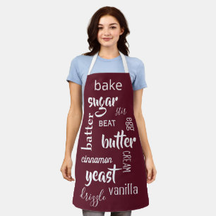 Wine Red Baking Words Apron