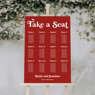 Wine Red Christmas Wedding Seating Chart Foam Board