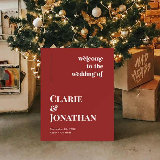 Wine Red Christmas Wedding Welcome  Foam Board (Creator Uploaded)