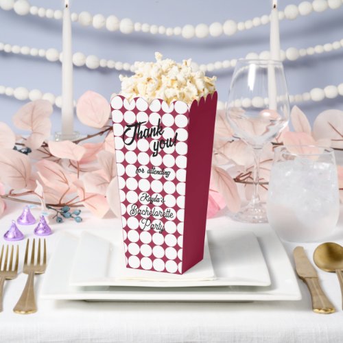 Wine Red Circle Pattern Bachelorette Party Favor Boxes
