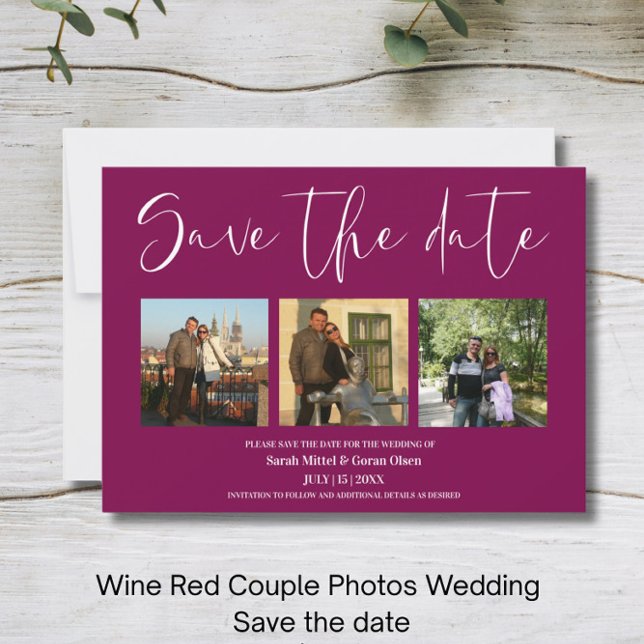 Wine Red Couple Photos Wedding Save the date  (Creator Uploaded)