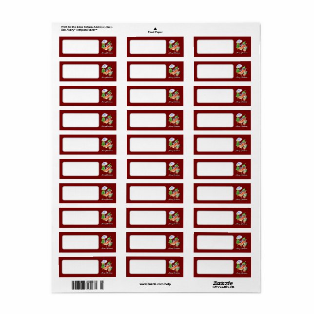 Wine Red Cute Merry Christmas Chili Blank Address Label (Full Sheet)