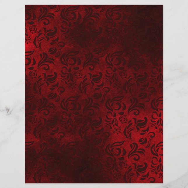 Wine Red Floral Patterned Scrapbook Paper (Front)
