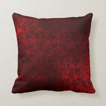 Wine Red Floral Patterned Throw Pillow by BamalamArt at Zazzle