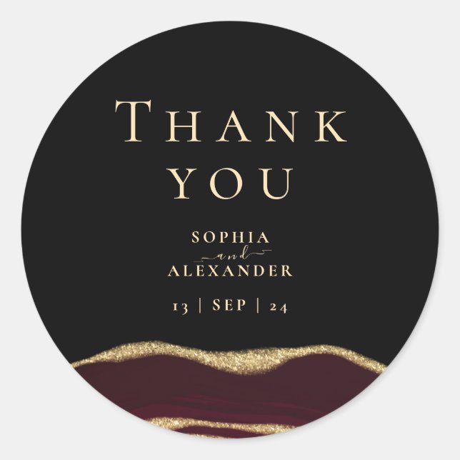 Wine red gemstone  classic round sticker (Front)