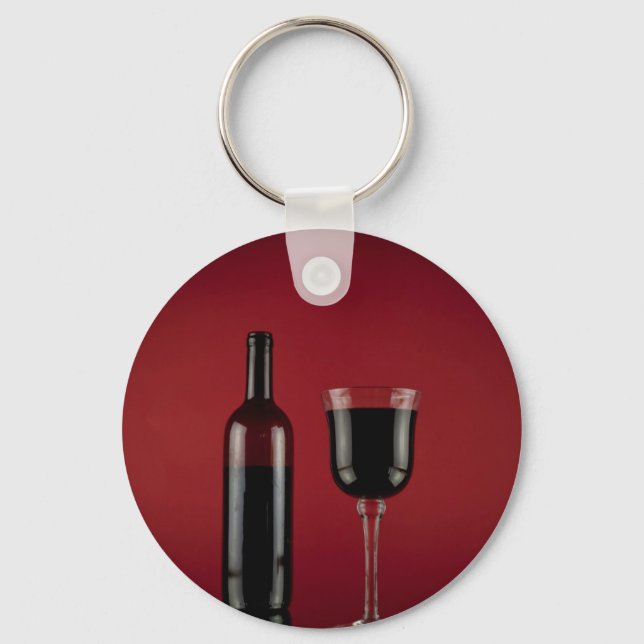 Wine red glass bottle keychain (Front)