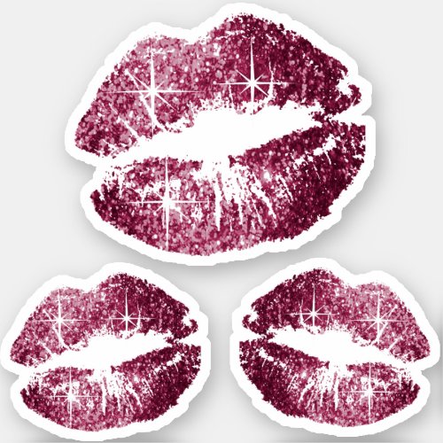 Wine Red Glitter Lips _ Kiss_Cut Sticker