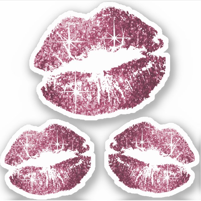 Wine Red Glitter Lips - Kiss-Cut Sticker (Front)
