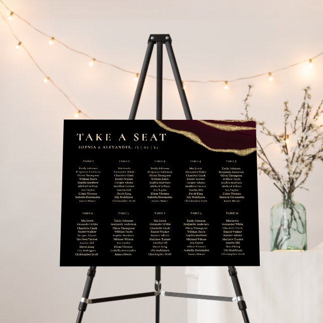 Wine red gold agate, black wedding  foam board (In Situ (Stand))