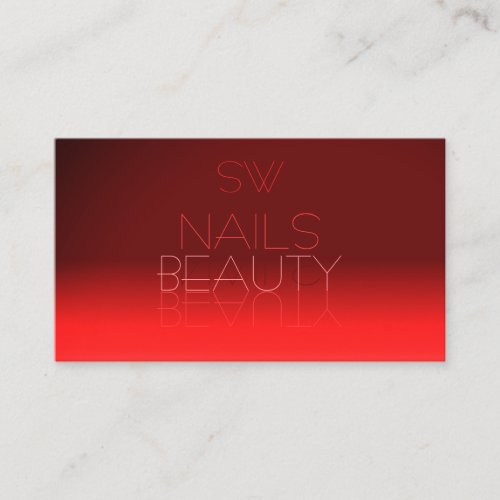 Wine Red Gradient Chic Mirror Font with Monogram Business Card