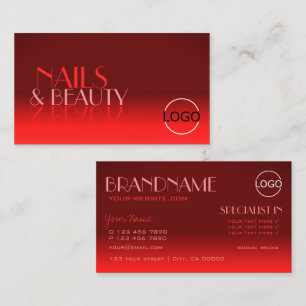 Wine Red Gradient Mirror Font Classic Logo Elegant Business Card