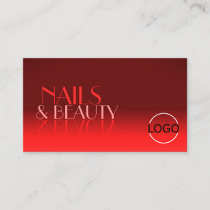 Wine Red Gradient Mirror Font Classic Logo Elegant Business Card