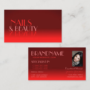Wine Red Gradient Mirror Font Classic Photo Modern Business Card