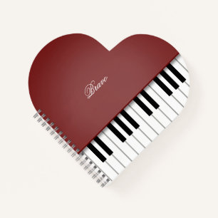 Wine Red Grand Piano Music Keyboard Custom Notebook