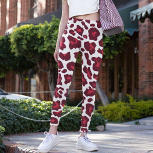Wine Red Leopard Pattern Leggings