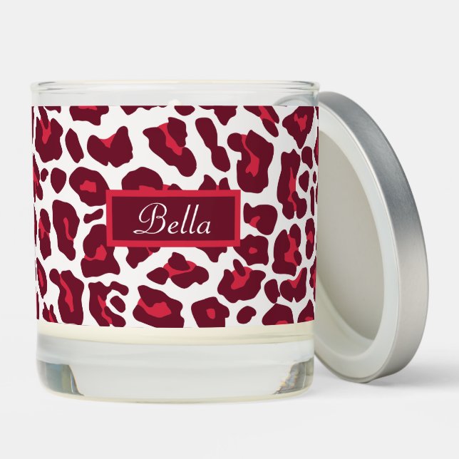 Wine Red Leopard Pattern Scented Candle (Lid)