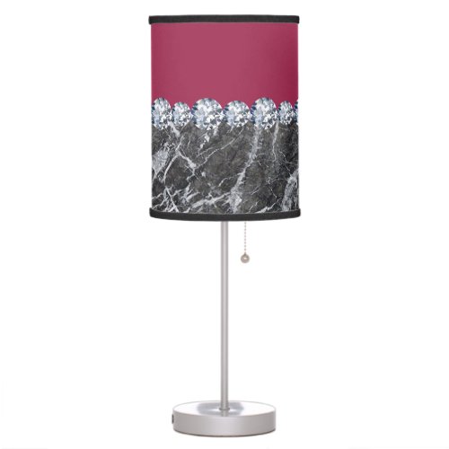 Wine Red Marble Stone Table Lamp