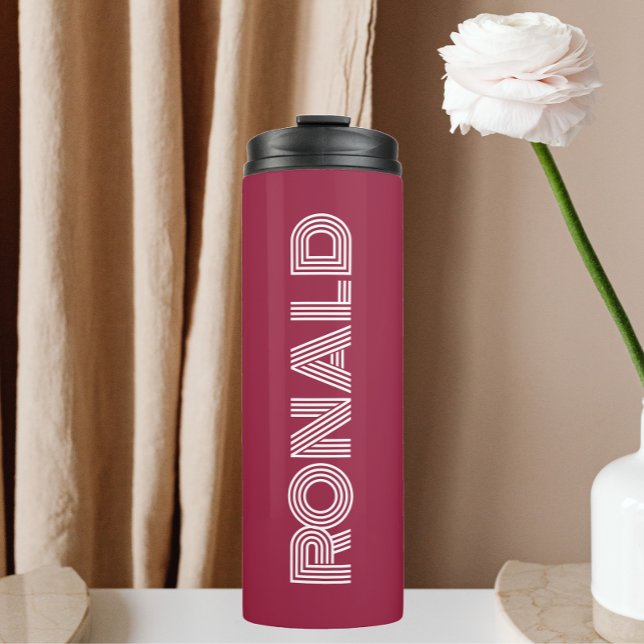 Wine Red Modern Typography Personalized Thermal Tumbler (In Situ)
