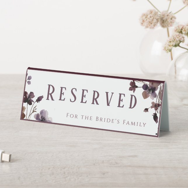 Wine Red Plum Mauve Fall Floral Wedding Table Tent (In SItu (Table))