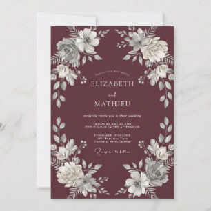 Wine Red Polished Winter Wedding Invitation