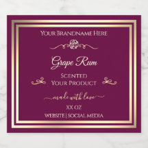 Wine Red Product Label Gold Frame and Vintage Rose