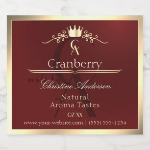 Wine Red Product Label with Gold Frame Monogram