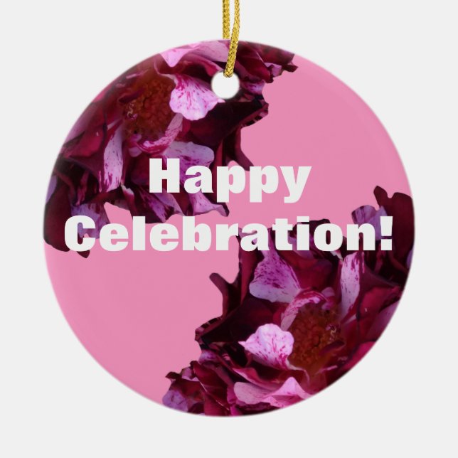 Wine Red Roses Custom Circle Ornament (Front)