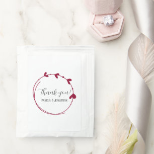 Wine Red Simple Heart Wreath Wedding Favor Tea Bag Drink Mix