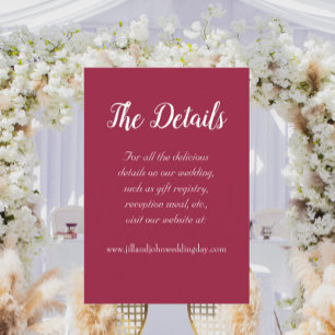 Wine Red Simple Style Wedding Details Enclosure Card