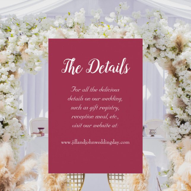 Wine Red Simple Style Wedding Details Enclosure Card (In Situ Wedding)