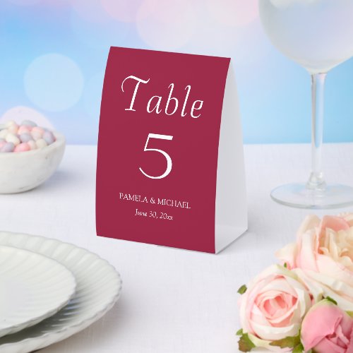Wine Red Simple Style Wedding Paper Table Tent