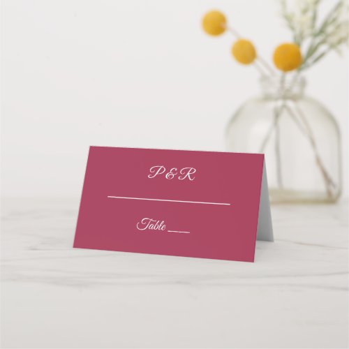 Wine Red Simple Stylized Script Wedding Place Card