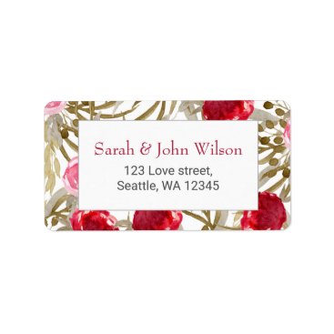 Wine Red Spring Floral Wedding Label