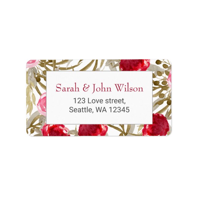 Wine Red Spring Floral Wedding Label (Front)