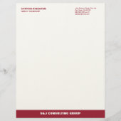 Wine red stripe ecru professional business company letterhead (Front)