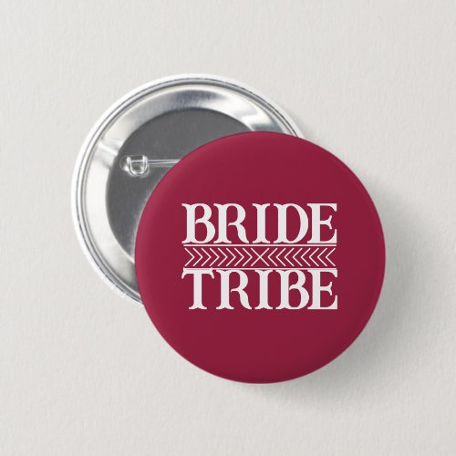 Wine Red Stylized Bride Tribe Bachelorette Party Button