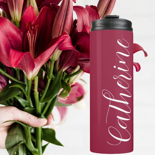 Wine Red Stylized Maid of Honor Name Thermal Tumbler