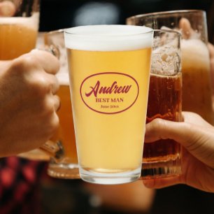 Wine Red Stylized Name Wedding Best Man Glass