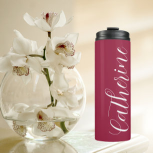 Wine Red Stylized Name Wedding Bridesmaid Thermal Tumbler