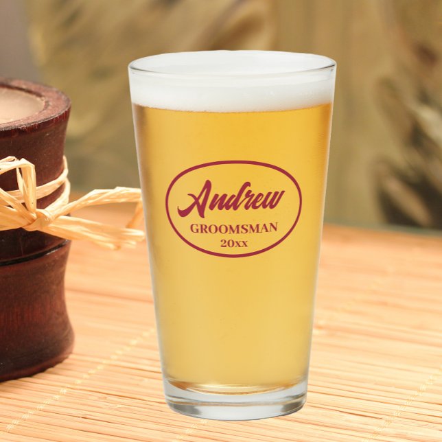 Wine Red Stylized Wedding Groomsman Glass (In Situ Table)