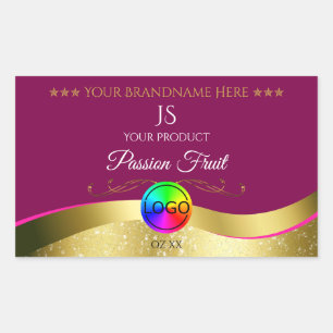 Wine Red Wavy Gold Logo Monogram Product Label