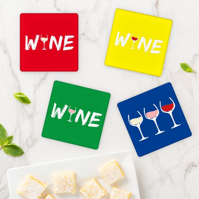 WINE Red | White | Rose Coaster Set (In Situ)