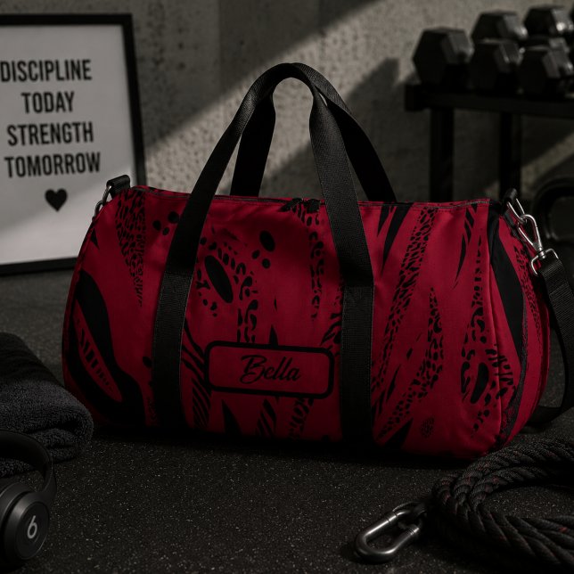 wine red Zebra Pattern Duffle Bag (Creator Uploaded)