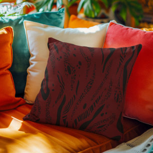 wine red Zebra Pattern Throw Pillow
