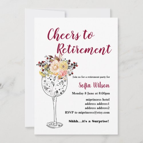 Wine retirement party invitation