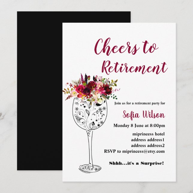 Wine retirement party invitation (Front/Back)