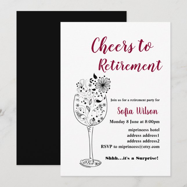 Wine retirement party invitation (Front/Back)