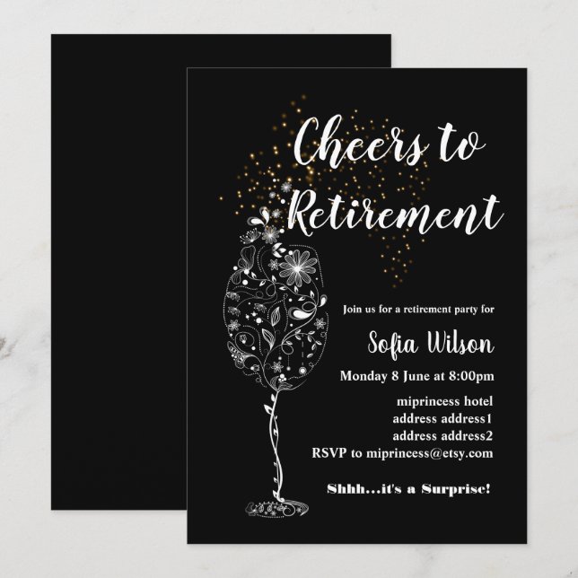 Wine retirement party invitation (Front/Back)
