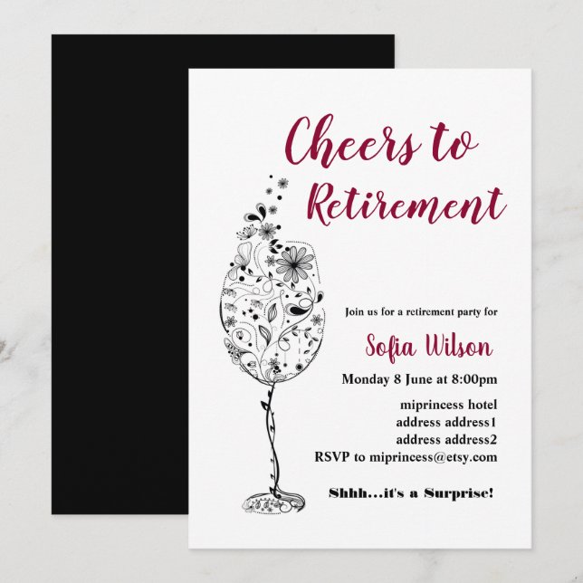 Wine retirement party invitation (Front/Back)
