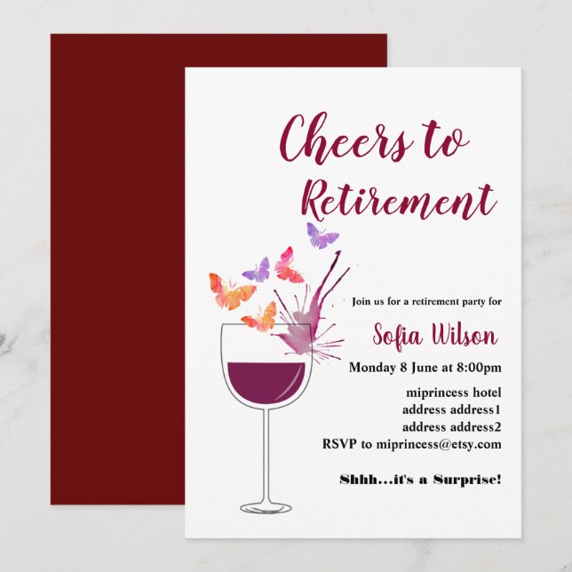 Wine retirement party invitation (Front/Back)